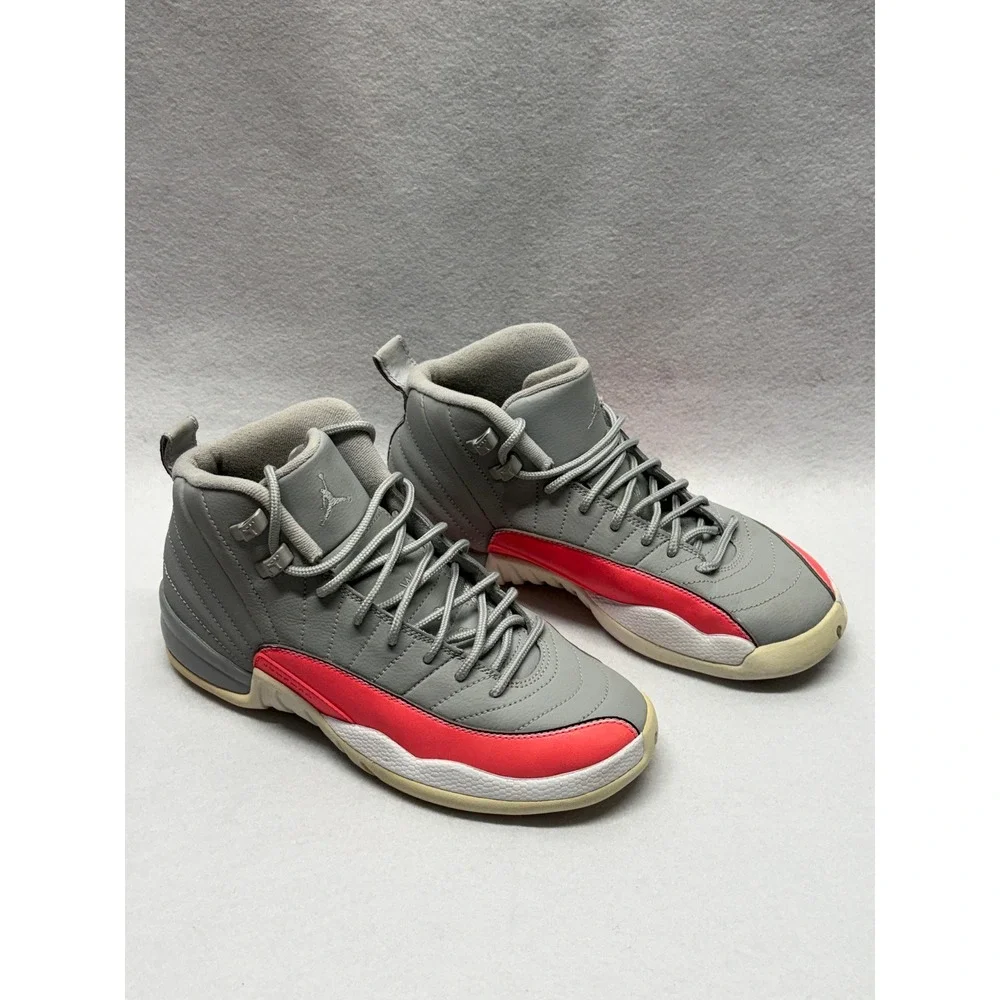 Air Jordan 12 Retro GS Wolf Grey Racer Pink Sneakers 510815-060 Size 7Y